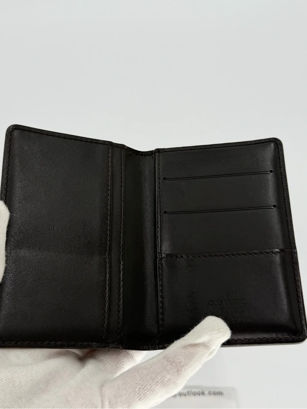 Louis Vuitton Matte Embossed Monogram Graphite Leather Card Holder w/Entrupy COA